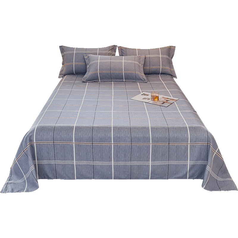 Grace 7A Antibacterial Brushed Bed Sheet, Double Bed Sheet, All-Season Skin-Friendly Bedding, Vantex - Blue, 2.3*2.5M