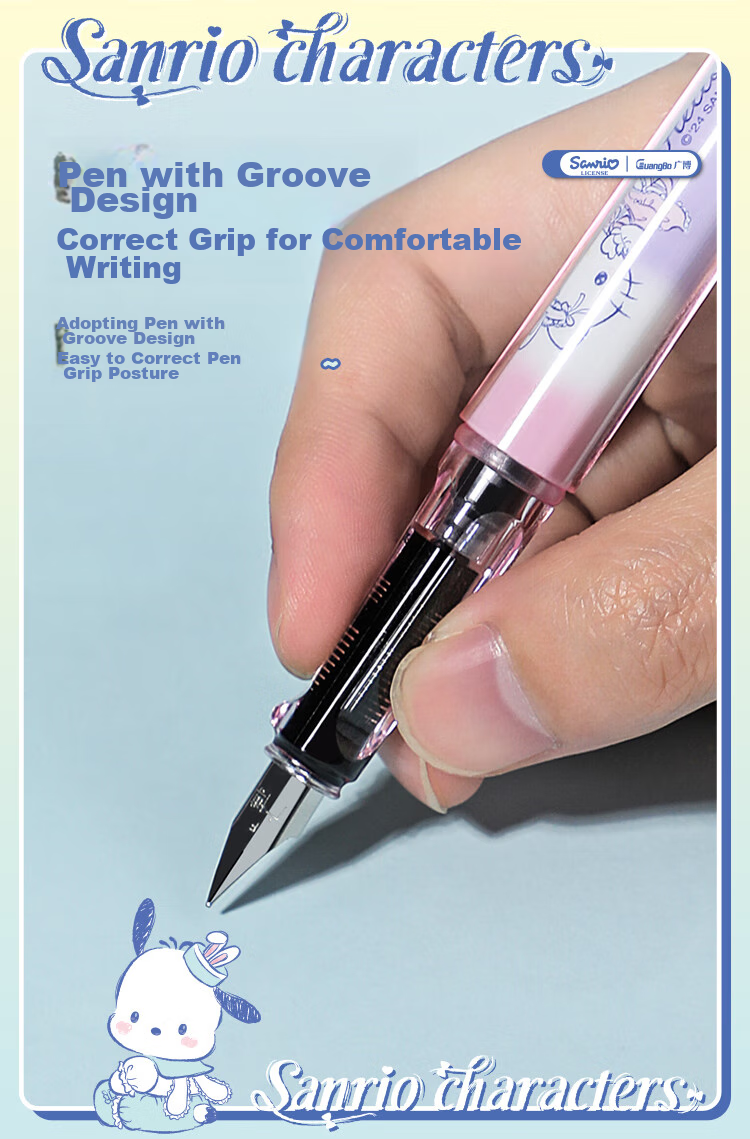 GuangBo & Sanrio Fountain Pen, Beginner's Calligraphy F-Nib Hard Pen, Elementary School Student Gift, Third Grade Posture-Correcting Signature Pen, Budinggou KT82188-H 5
