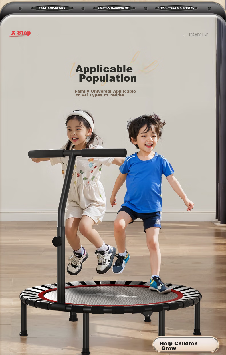 XTEP Trampoline for Home Use, Foldable Children's And Adult's Family Fitness Trampoline with Handrails, Baby Bouncing Training Exercise Indoor Play Equipment 20