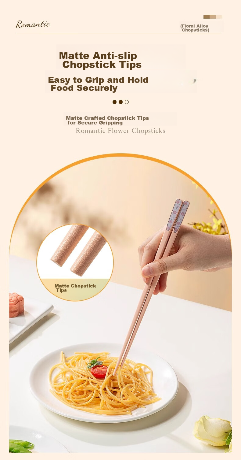 Suncha Alloy Chopsticks, High-Quality Luxury Chopsticks for Home Use, Anti-Mold Antibacterial Dishwasher Safe Non-Slip Heat-Resistant PPS5 Double Set 3