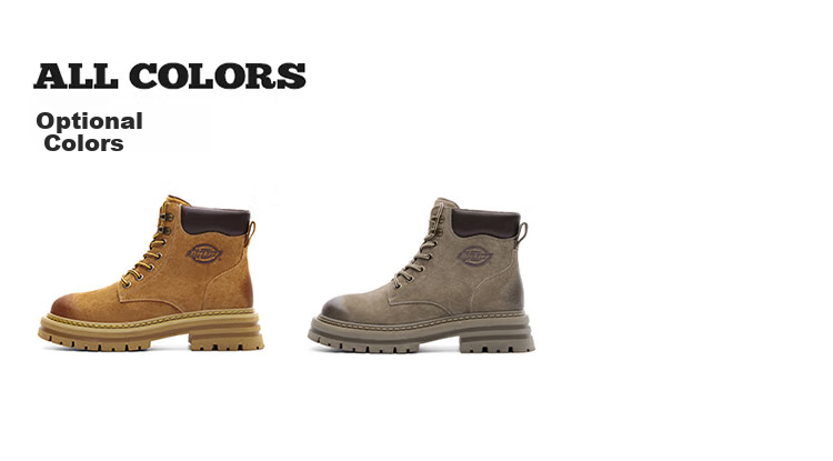 Dickies Men's High-Top Martin Boots, Fashionable Work Boots for Couples, Khaki with Fleece Lining, Size 40 (Unisex) 8