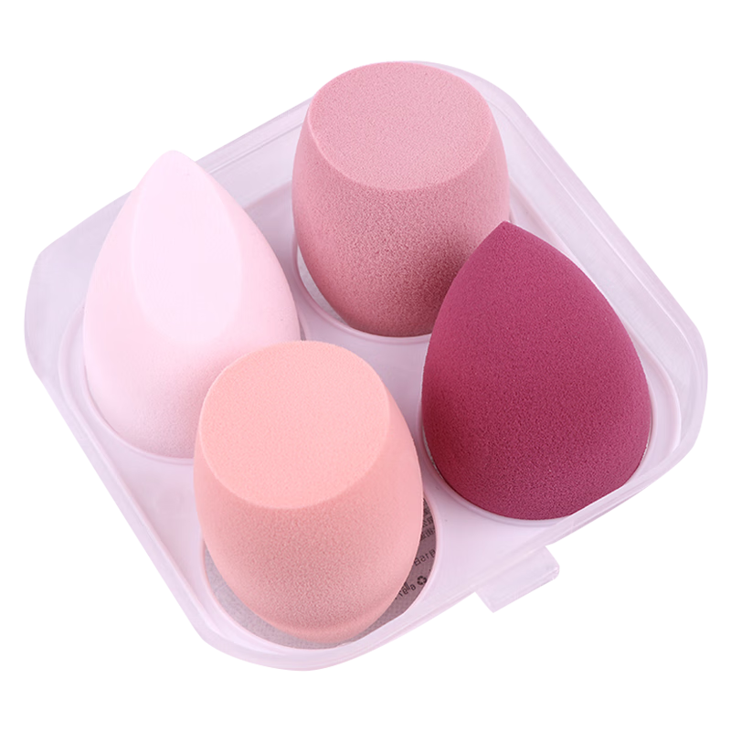 Meifuyu Strawberry Mousse Makeup Sponge Set of 4, Dual-Use for Dry And Wet Application, Powder Foundation Puff MF8970