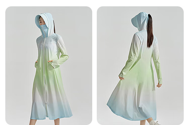 BOSIDENG National Standard Sun Protection Clothing for Women, Extra Long Style, Cool And Breathable, Full Body UV Protection, Slim Fit, Heightening Effect, Travel Jacket 39