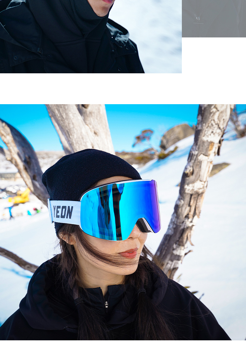YEON Large Pillar Frameless Ski Goggles, Anti-Fog, Windproof, Protective Eyewear, Compatible with Prescription Lenses, 2SN1305-A901 2