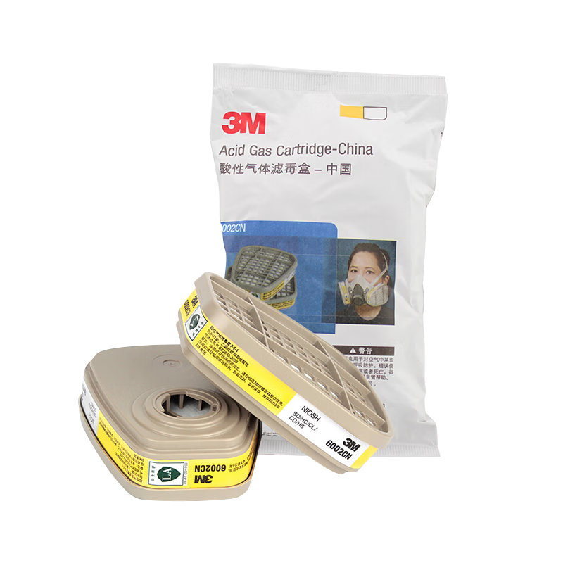 3M Gas Mask Accessory 6002CN Filter Cartridge for Organic and Acid Gases, 2 Pack