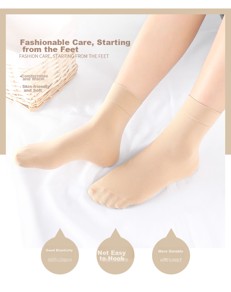 LangSha Silk Stockings for Women, Mid-Length Socks, Spring And Autumn Season, Medium-Thick Velvet Mid-Calf Socks, Black And Flesh Color, Thickened, Anti-Snagging, Wear-Resistant, Antibacterial Socks for Wome 5