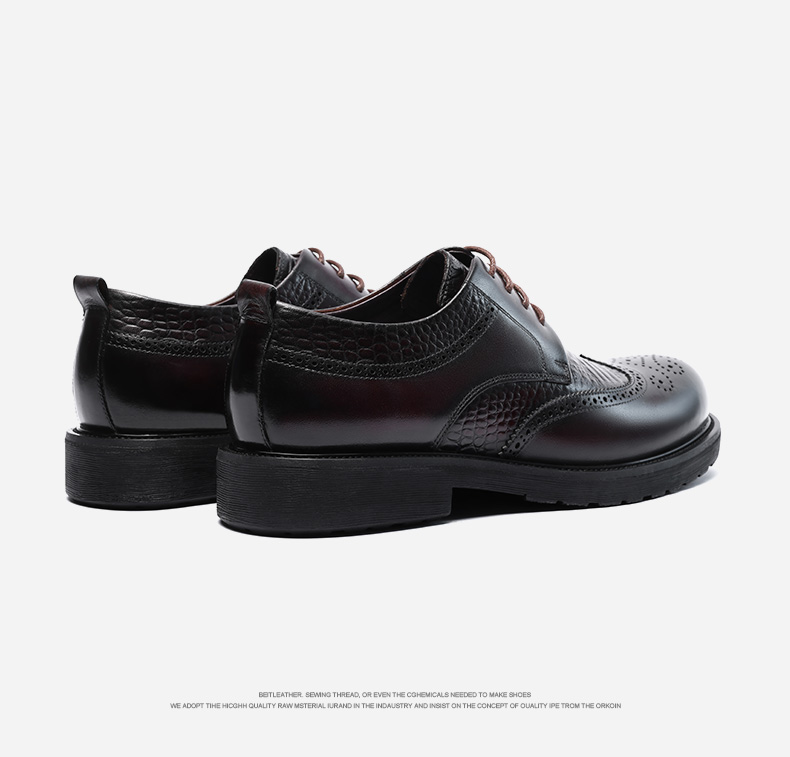 LAORENTOU Men's Leather Shoes, Business Formal Shoes, Brogue Carved Wedding Shoes, Top-Grain Leather High-End Executive Shoes, 200253 Black, Size 41 10