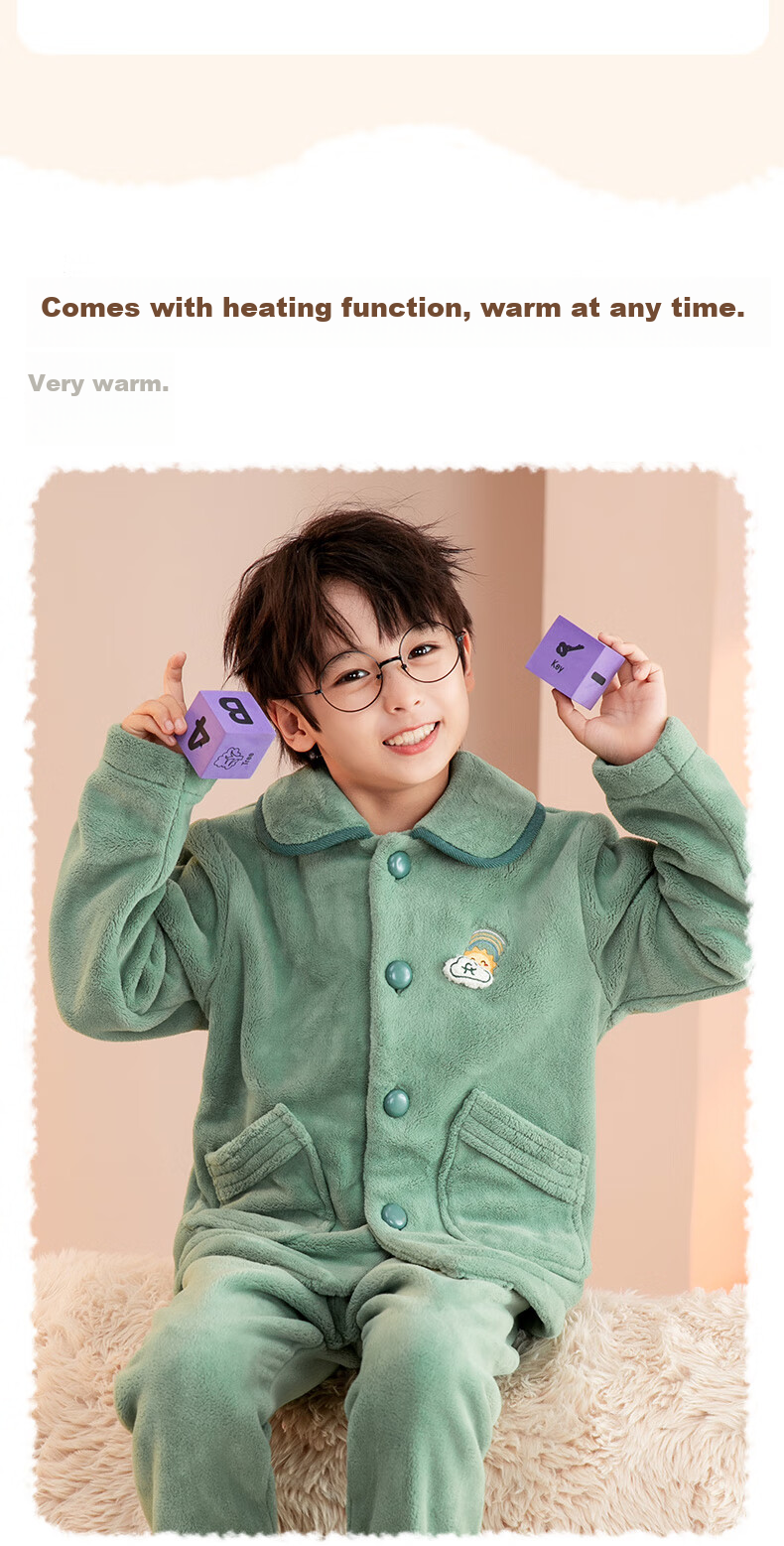 Fenteng Children's Pajamas for Boys, Anti-Static, Thickened Double-Sided Fleece, Warm, Big Kids' Loungewear Q9FJ257940359 11
