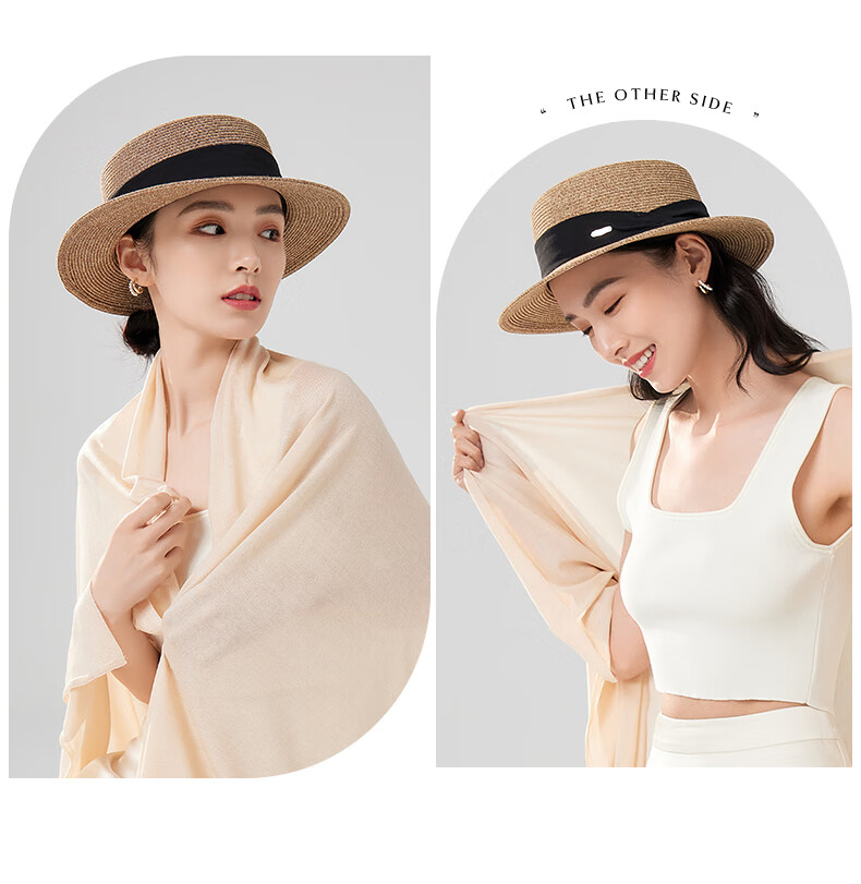Siggi Straw Hat for Women, Summer Sun Protection UV-Resistant Flat Brim Hat, Sunscreen Cap, Flat Top Hat, Sun Visor, Gift for Wome 27