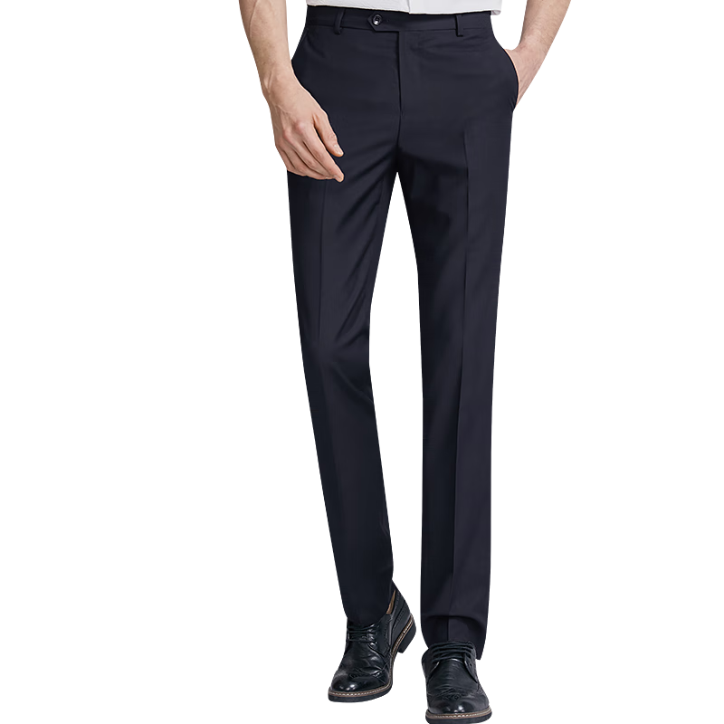 Hodo [No-Cut No-Iron] Men's Business Straight-Leg Trousers, Formal No-Iron Dress Pants for Men, All Seasons, Navy Blue, Size 34