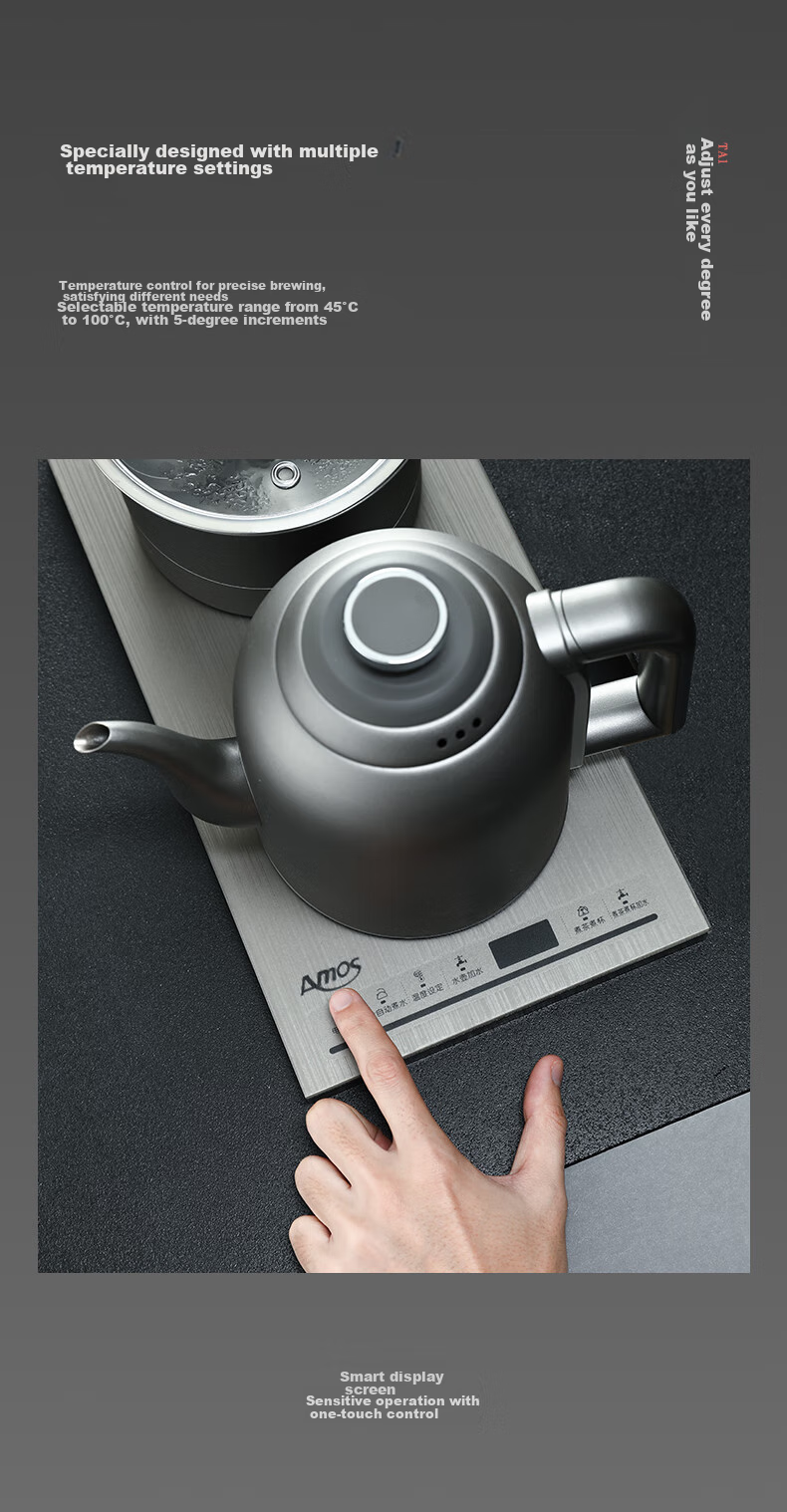 Amos Pure Titanium Electric Kettle, Office Tea Maker, Health Pot, Water Boiler, Home Tea Brewing, Kung Fu Tea Set, Electric Tea Stove, 1L Capacity, Mechanical Model AS-KT1001(Ti) 7