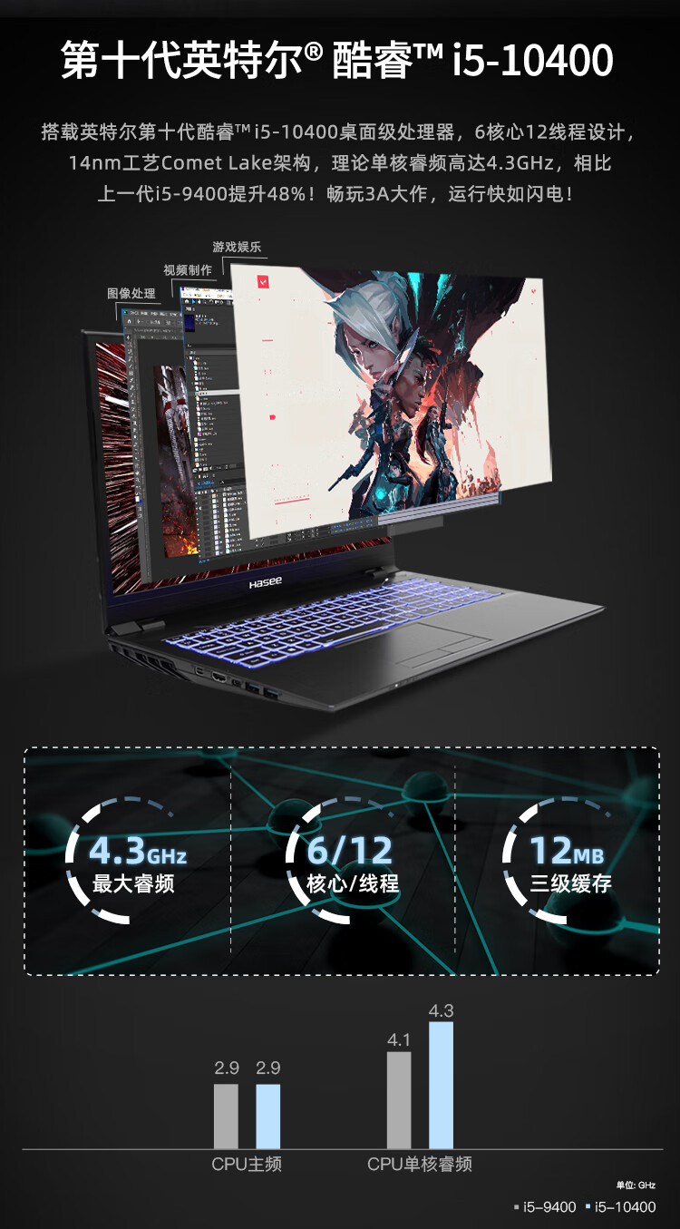 u5ds英特尔酷睿i510400gtx16504g161英寸72色域游戏笔记本电脑16g512g