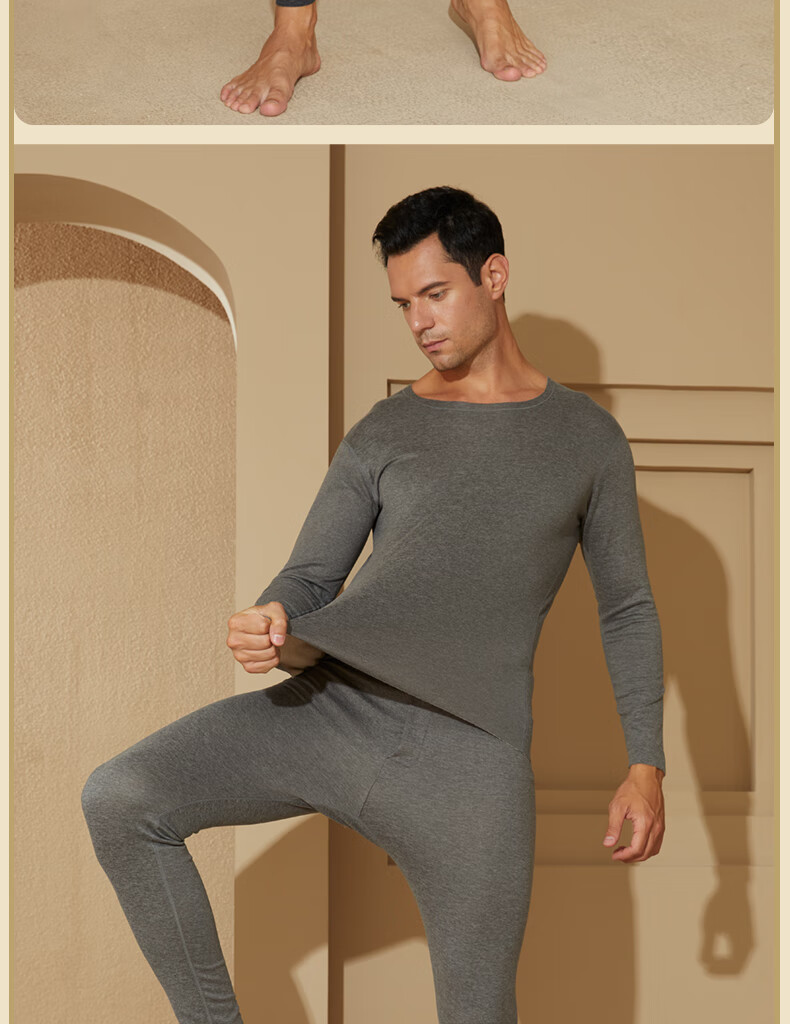 YUZHAOLIN 10A Antibacterial Seamless Thermal Underwear for Men, Containing Wool And Silk, Brushed Fleece, Autumn Top And Bottom Set, Fleece-Lined And Thickened 21