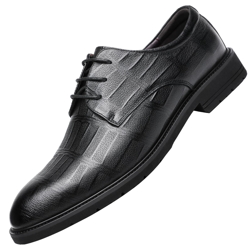 CARTELO Soft Cowhide Men's Leather Shoes, Business Formal Shoes, Height-Increasing Shoes for Men, Fleece-Lined Leather Shoes for Men 9585, Black, Size 40