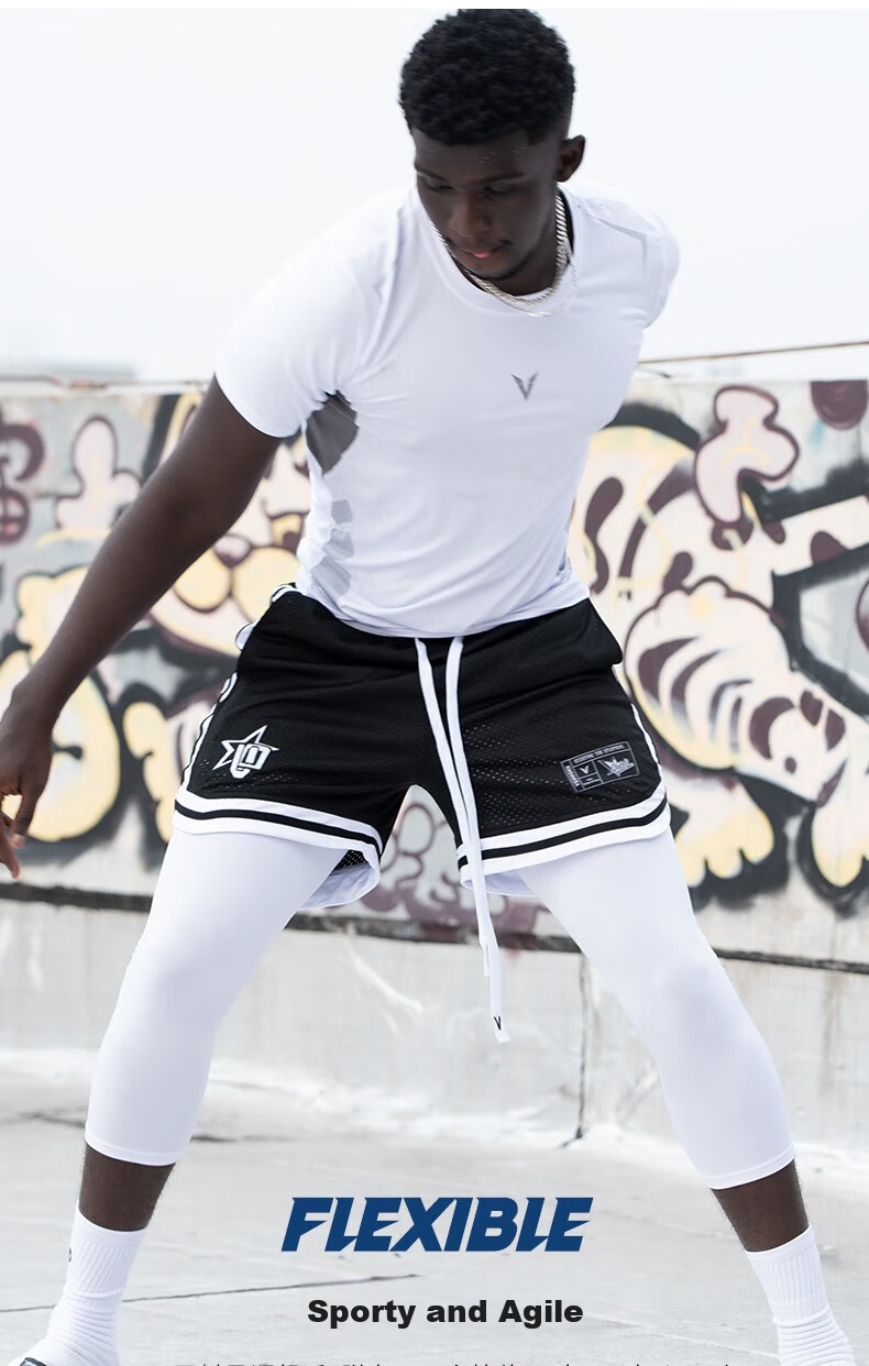 VEIDOORN Basketball Compression Breathable High-Elasticity Leggings V7310B White Capri Pants Size L 8