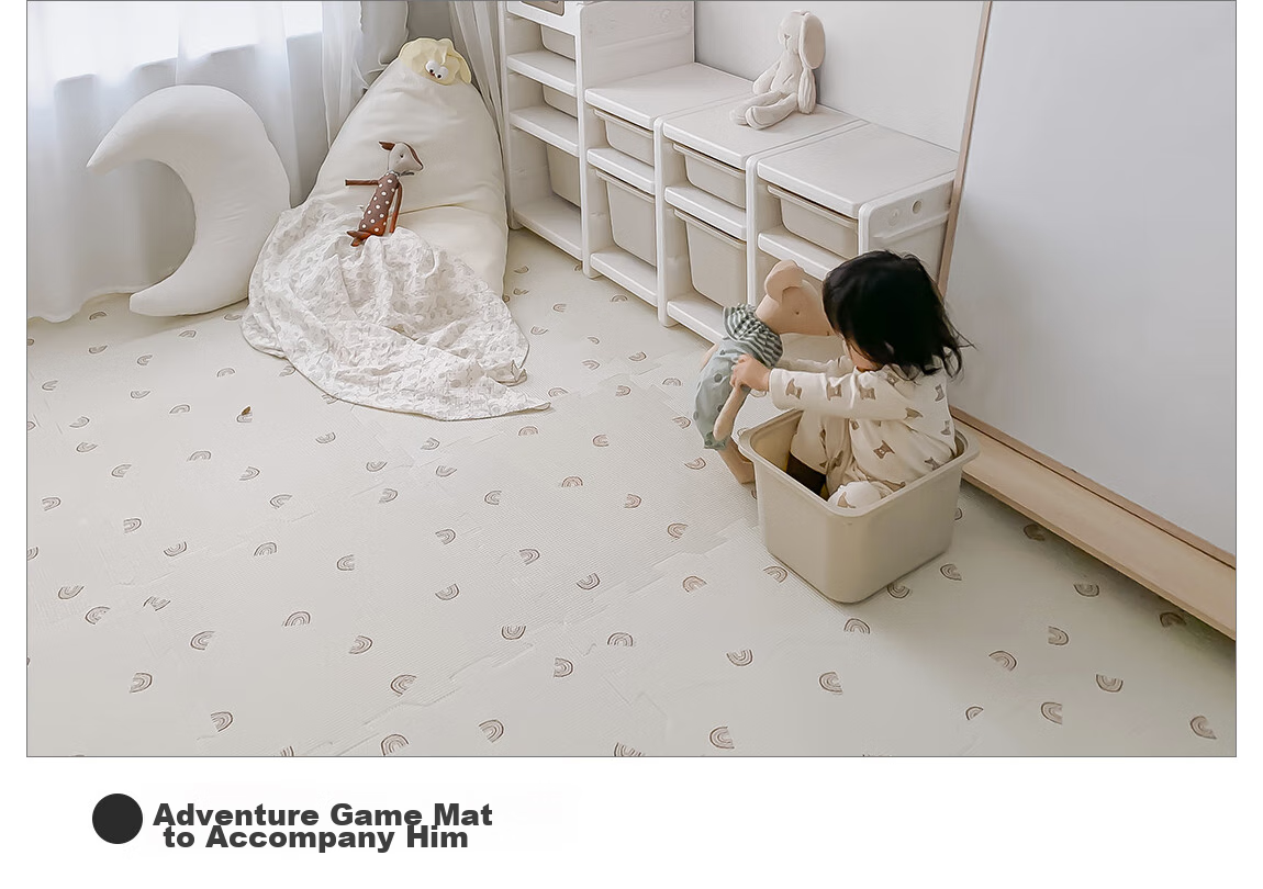 BEIESTATE Infant Crawling Mat, Spliced Honeycomb Cotton XPE Floor Mat, Thickened Baby Anti-Fall Pad - Morning 9 28