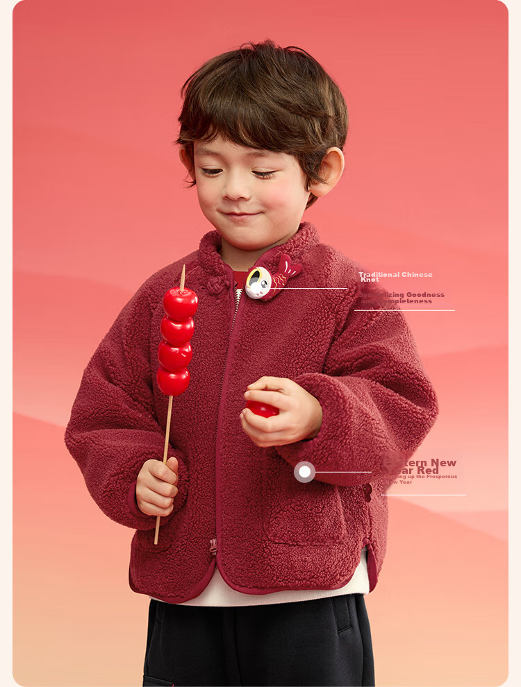 BALABALA Boys' Cotton Jacket, Girls' Padded Coat, Baby Winter Clothing, New Year's Outfit, Plush Outerwear, 208125106201 6
