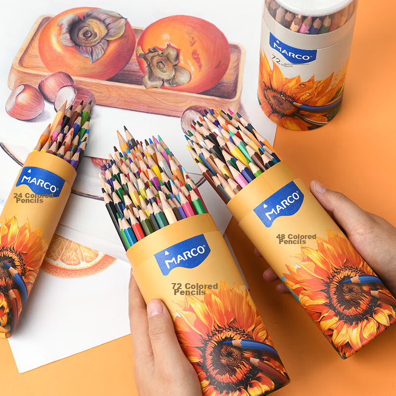 MARCO Oil-Based Erasable Colored Pencils, 36-Pack, for Students, Children, Boys And Girls, Beginner Drawing, Coloring, Art Supplies, Painting Tools, Art Materials, Birthday Gift, Back-To Set