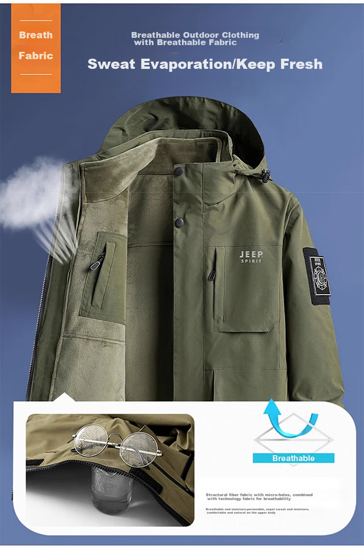 JEEP SPIRIT Men's Three-In Jacket, Autumn And Winter Casual Loose-Fitting Hooded Workwear Coat for Me 5