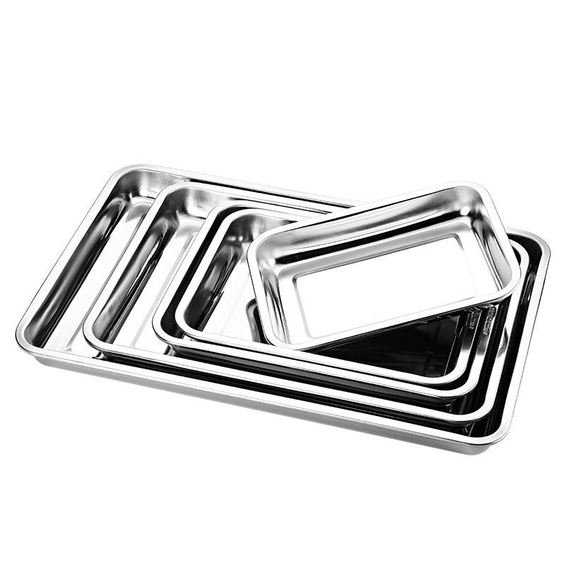 YUTAI 304 Stainless Steel Plate, Deep Square Tray, Rectangular Serving Dish, Commercial Use for Grilled Fish, Barbecue, Steamed Rice, 4030