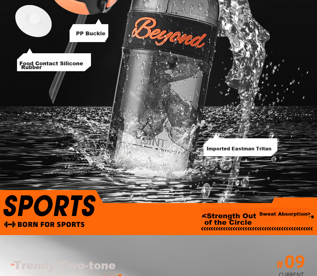 GiNT Sports Water Bottle, Large Capacity, Summer Student Use, Heat-Resistant Tritan Material, Portable, with Straw, Plastic Cup for Me 21