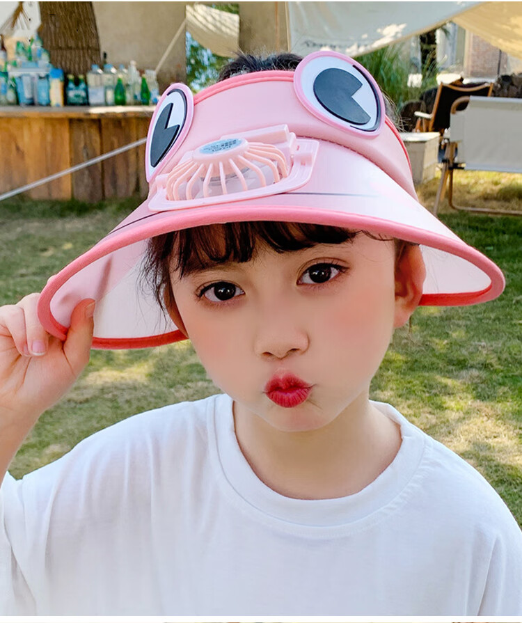 GLO-STORY Solar Fan Hat, Children's Sun Protection Cap, Outdoor Beach UV-Resistant Sun Hat 24