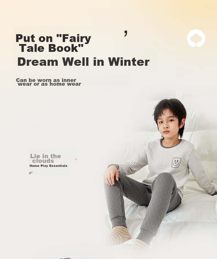 BALABALA Children's Thermal Underwear Set, Winter Thickened Padded Boys' Comfortable Autumn Clothes And Pants, Baby Base Layer Sleepwear 8