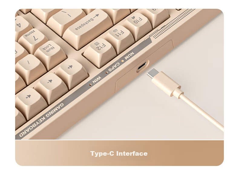 HP K300 Mechanical Keyboard, Quiet And Stylish Office Keyboard, 98 Customizable Layout, Hot-Swappable Wired Gaming Keyboard for Laptops, E-Sports LOL Milk Tea Color 20