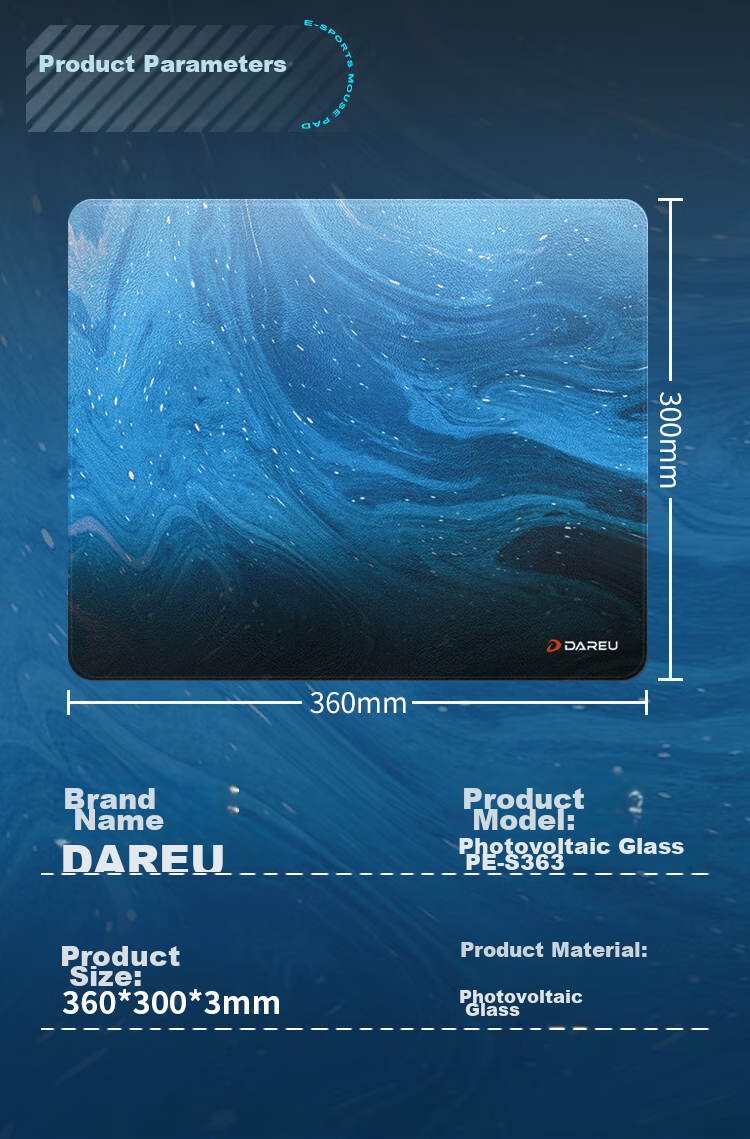 DAREU Full Steel Tempered Micro-Etched Photovoltaic Glass Mouse Pad, FPS Smooth Gaming E-Sports Mouse Pad, Waterproof Sweat-Resistant Large Size CSGO/Valve/Professional Grade Desk Mat, Cloud Flow 11