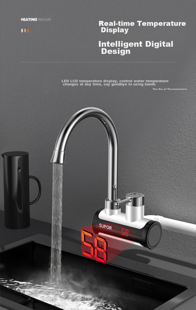 SUPOR Electric Water Heater, Side Water Inlet Instant Heating Quick Heating Fast Heating Hot Water Kitchen Bathroom Balcony Electric Water Heater 272047-01 Side Water Inlet 5