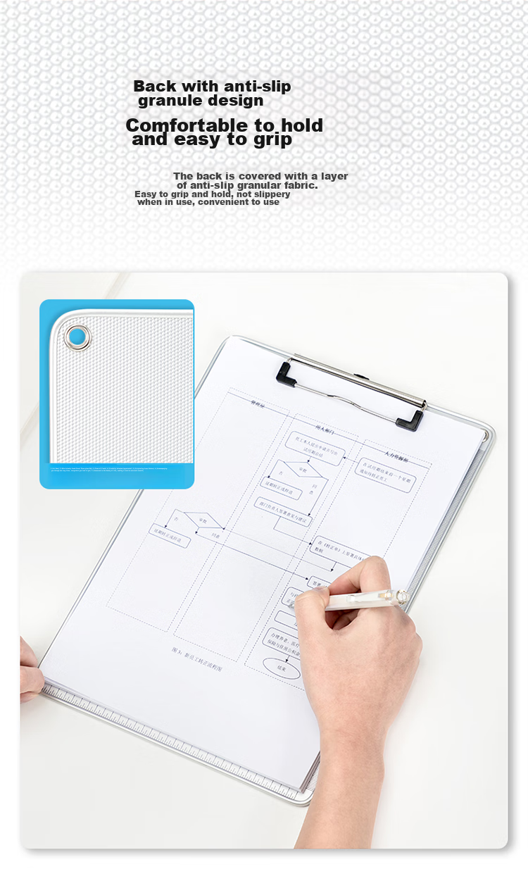 Deli A4 Clipboard, Metal Strong Clip Plastic File Folder, Multifunctional Writing Pad, Exam Paper Storage, Silver, 64504 6