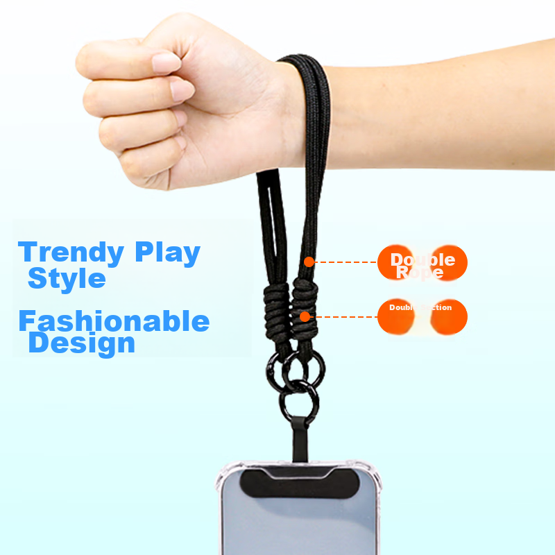 ESCASE Phone Lanyard, Woven Wrist Strap, Anti-Theft Handheld, Anti-Loss Pad, Shockproof, for Men And Women, Outdoor Phone Case Strap, Suitable for Apple IPhone 17, Huawei, Xiaomi MO70, Premium Black 3
