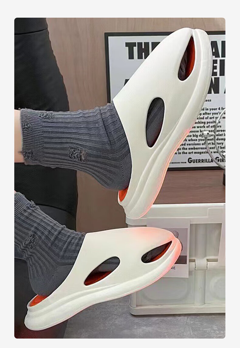Langsha Slippers, Men's Outdoor Wear, Comfortable Slip-On Shoes, Women's Home Couple Style, Bathroom Closed-Toe Sandals, EVA Beach Sandals 7