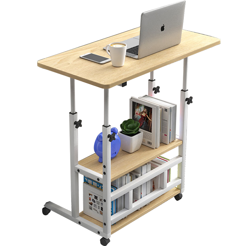 Anerya Bedside Computer Desk with Wheels, Movable Lazy Adjustable Height Bed Study Small Desk, Original Color 80*40