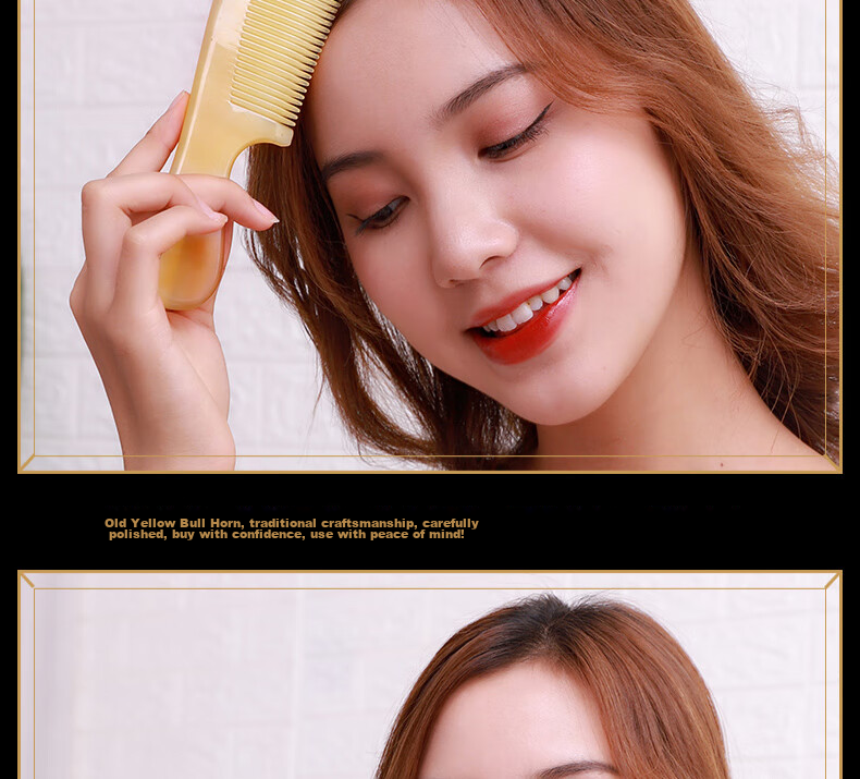 JEPPE Natural Ox Horn Comb, Detangling Comb, Hair Brush, Anti-Static Styling Comb, Gentle on Hair, Birthday Gift for Girlfriend 26