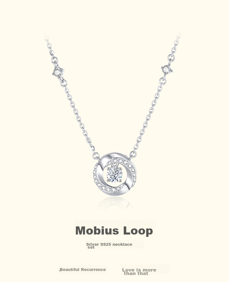 CHOW TAI SENG [Birthday Gift] Mobius Ring Silver Necklace, Dancing Heart Light Luxury Collarbone Chain for Girlfriend 2