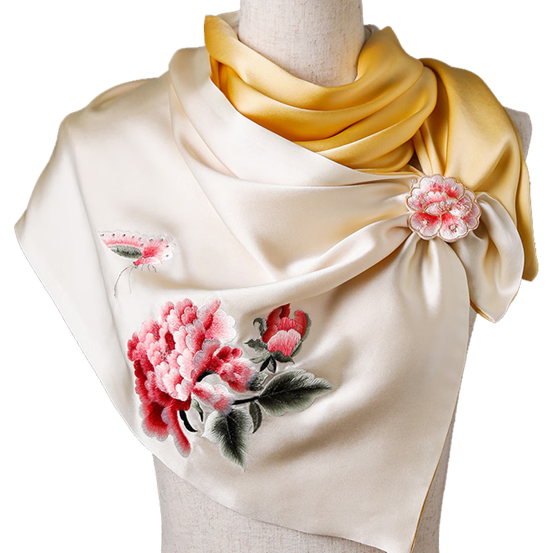 Hangsilu Silk Scarf And Bag Set, Mulberry Silk Women's Shawl, Birthday Gift for Mom And Teacher on Mid-Autumn Festival