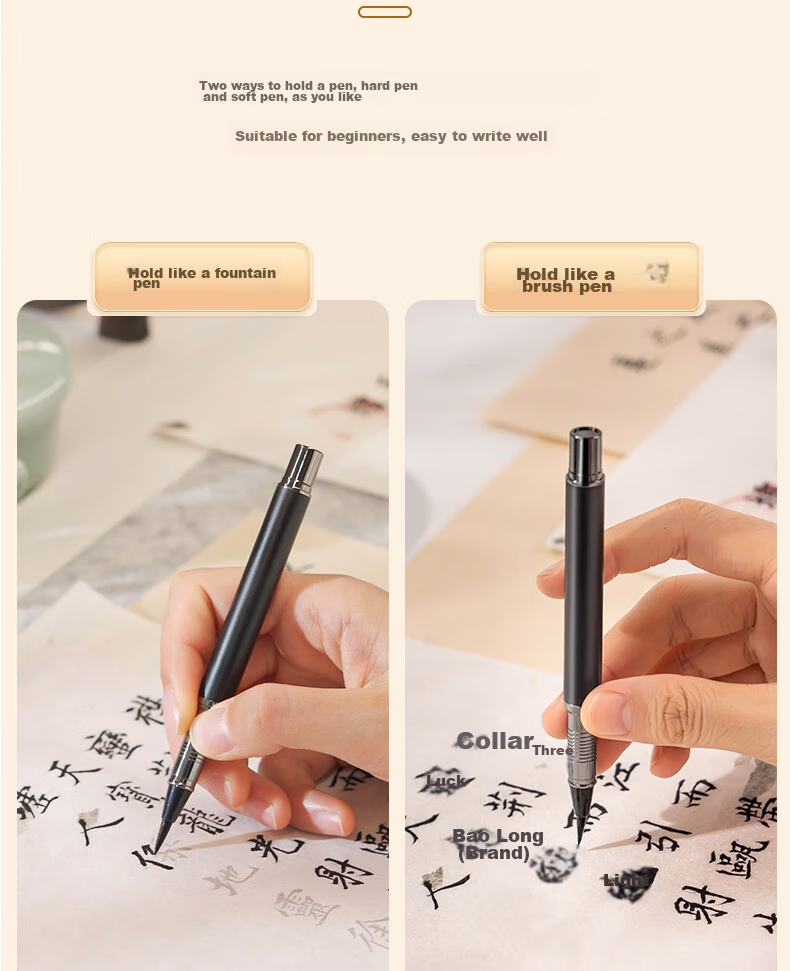 Deli Fountain Pen-Style Brush Pen for Calligraphy Practice, Small Regular Script, Refillable Ink, Replaceable Cartridge, Adult Beginner's Starter Kit, Calligraphy Copybook, Back-To Gift [Includes 18 Ink Cartridges] 9