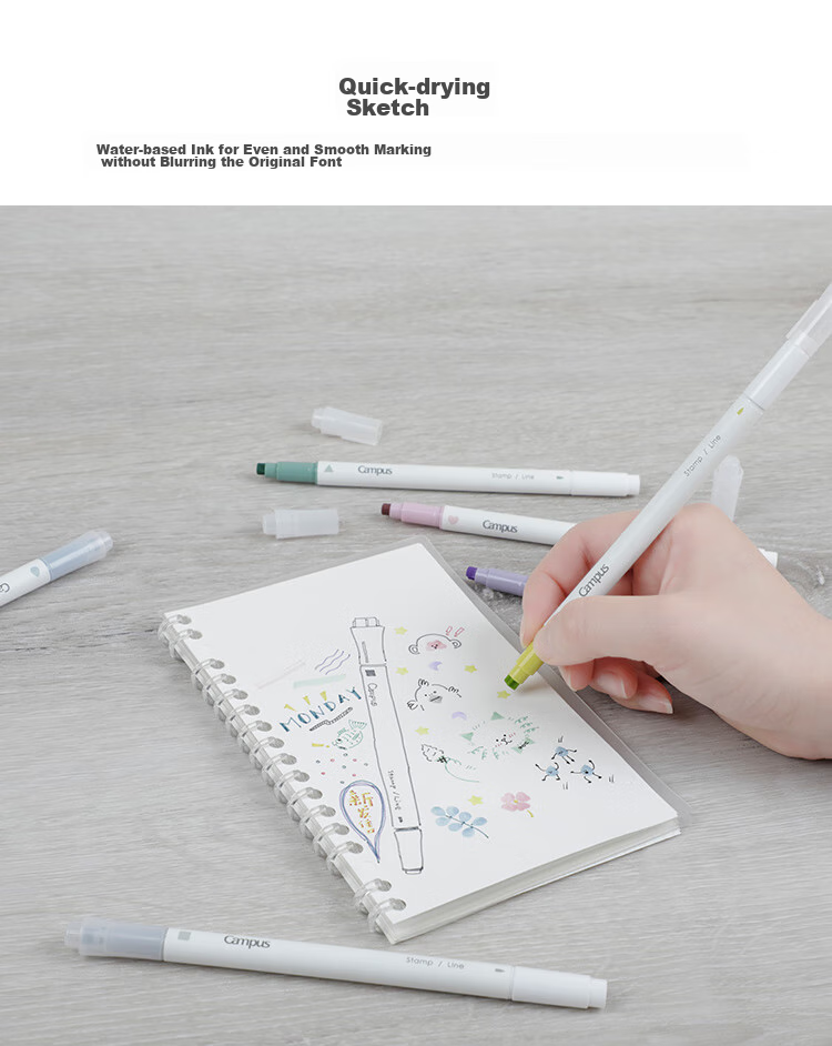 KOKUYO Campus Double-Sided Highlighter Pen, Student Marker for Highlighting And Note-Taking, DIY Stamp Pen for Journaling, Heart/pale Pink, 1 Piece WSG-PMW301P 4