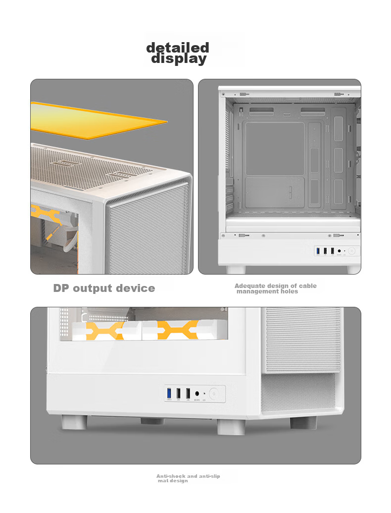 Golden Field Jianyu Jibai Wide Desktop Computer Case, Front Panel without Fan/fully Compatible with 240mm Water Cooling/M-ATX Motherboard/180mm Radiator Height Limit 9