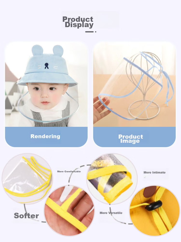 9I9 Baby Hat Protective Face Mask, Infant Anti-Droplet Outdoor Protection Cover, Children's Fisherman Hat Anti-Saliva Shield A413 Blue 7