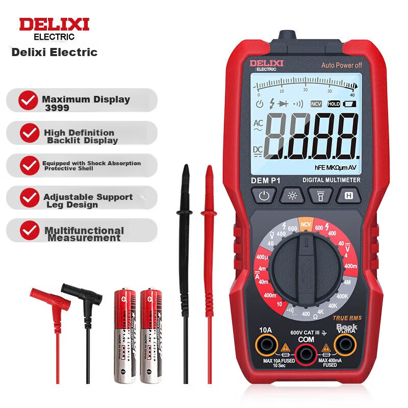 DELIXI ELECTRIC Digital Multimeter, Home-Use Intelligent Burn-Proof High-Precision Multimeter, Ammeter P0