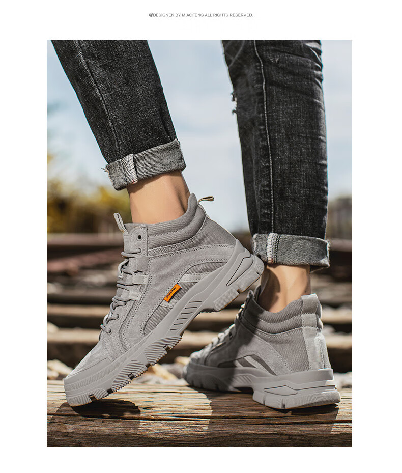 CALIFBULL Men's Shoes Spring And Autumn Trendy Retro Martin Boots Work Boots Men's Style Breathable Outdoor Combat Boots Apricot Color Size 39 21