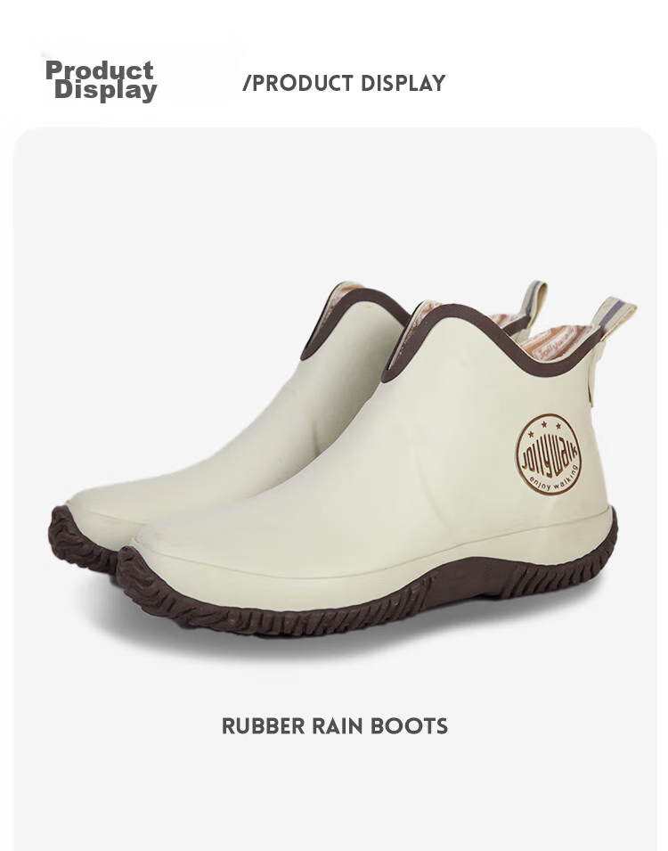 Jolly Walk New Women's Rain Boots, Low-Cut Fashion Waterproof Rain Shoes, Short Rubber Overshoes JW228-1 Orange 39 15