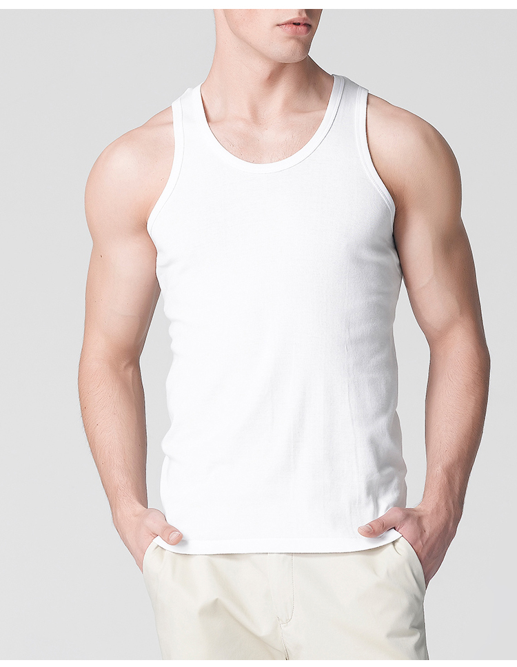 MiiOW Men's Tank Top, Summer Pure Cotton 100%, Athletic Undershirt T-Shirt, Men's Top Undershirt Sleeveless White Vest 1
