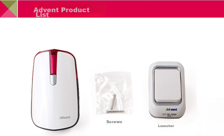 Advent Wireless Doorbell, Home Call Button, Long-Range E-581P One-To 12