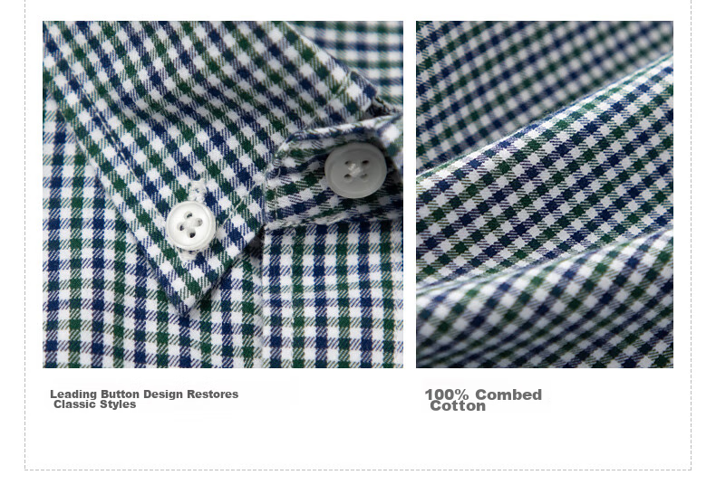 BLACKMONDAY Pure Cotton Brushed Plaid Shirt for Men, Long Sleeve, All Cotton, Wrinkle-Resistant, Formal Business Casual Dress Shirt 11