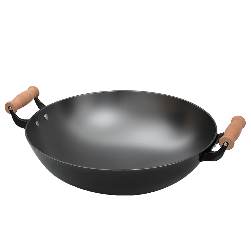 Dianjiang Wok, Cast Iron Pan, 42cm Large Size, Deep, Uncoated, Stir-Fry Pan, Cast Iron Pan, Round Bottom, Gas Stove Cookware