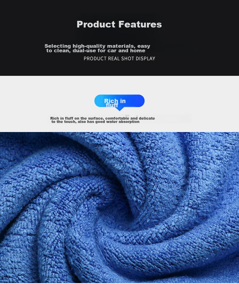 Good Weather Thick Cleaning Cloth for Car Washing, Property Maintenance, Kitchen Use, Lint-Free Towel, Two Pieces, 35*75cm, Blue 7