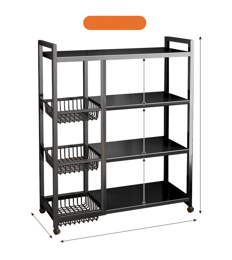 Yupin Floor Storage Rack, Multi-Layer Kitchen Organizer for Oven, Cookware And Vegetable Storage Shelf, ZW170 Four-Tier 120 15